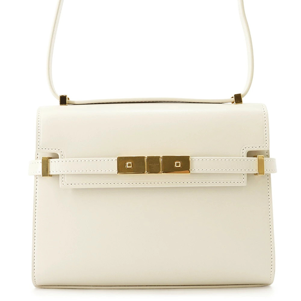 Saint Laurent Paris Manhattan Leather Shoulder Bag White
